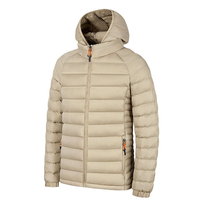 Men's Striped Hooded Warm Cotton-padded Jacket