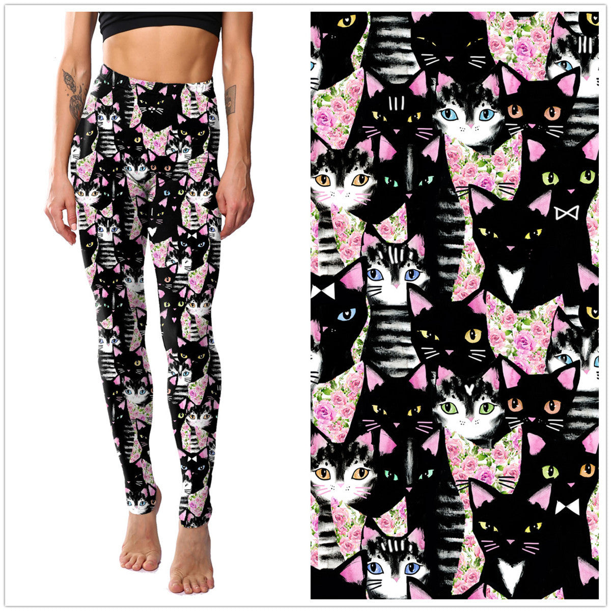 Personalized Digital Printing Kitten Leggings