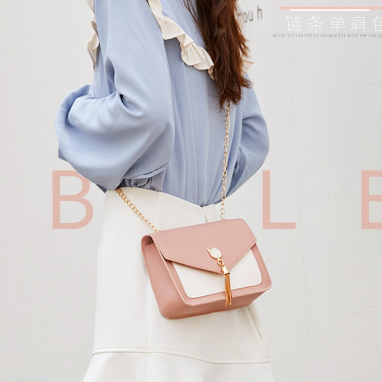 Small Messenger Bag New Sweet And Cute Cat Tassel Decoration Chain One Shoulder Small Square Bag Casual Messenger Bag