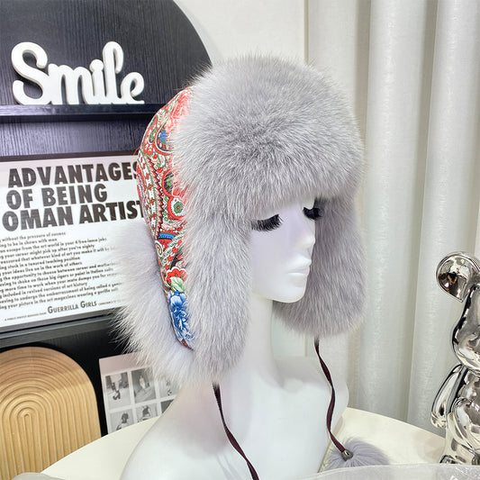 Korean Style Fox Fur Earmuffs Hat Ushanka Cute