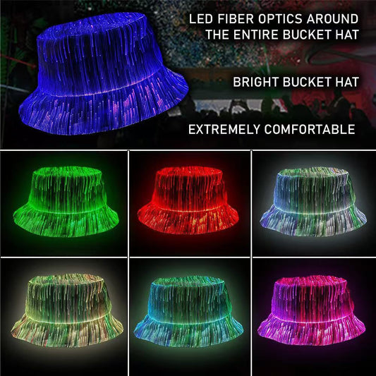 Luminous Bucket Hat Optical Fiber Colorful Transformation