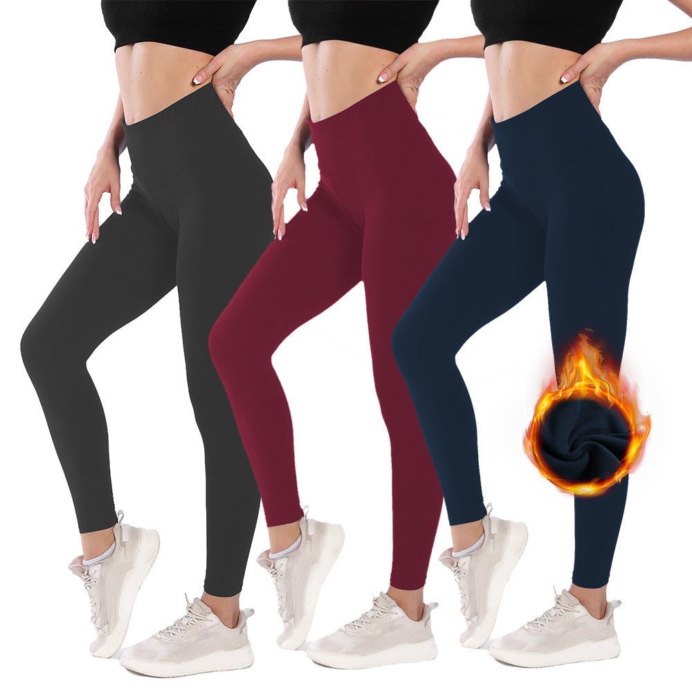 Women's High Waist Belly Contracting Warm Yoga Sports Leggings