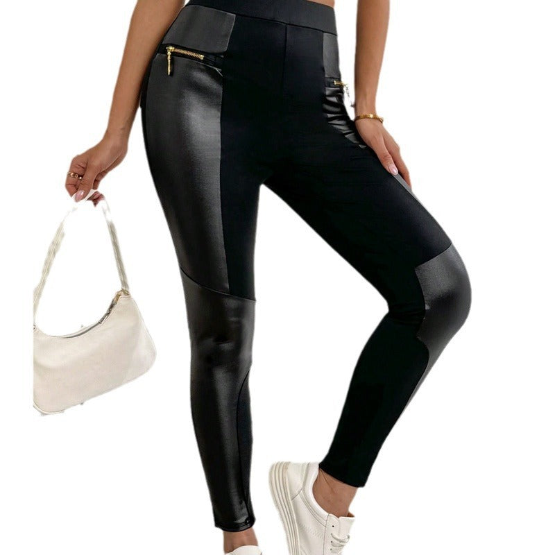 Black High Waist Stretch Feet Black Trousers Tight Pencil Magic Pants