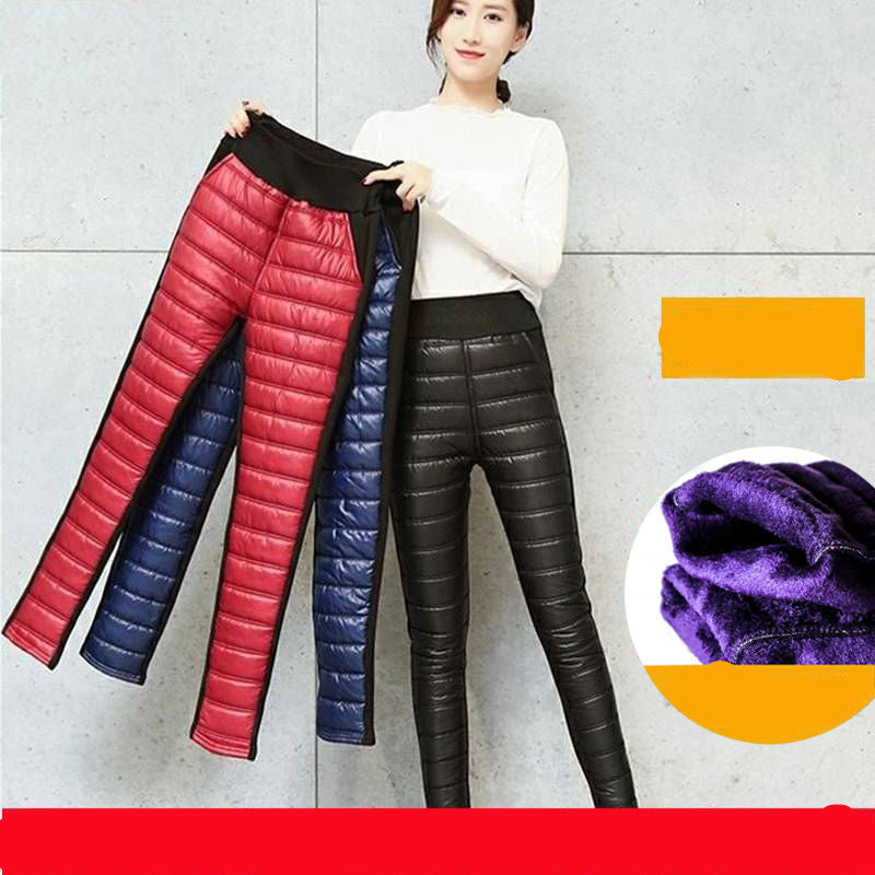 Mom's Pants Show Thin High Waist And Plush Cotton Pants